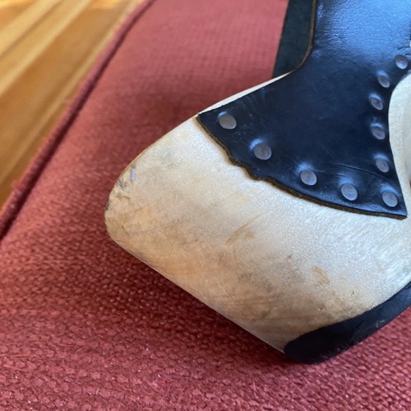 Y2K Vintage Trippen Germany Wood Clogs With Leather Black Straps Sandals 40 - Picture 8 of 12